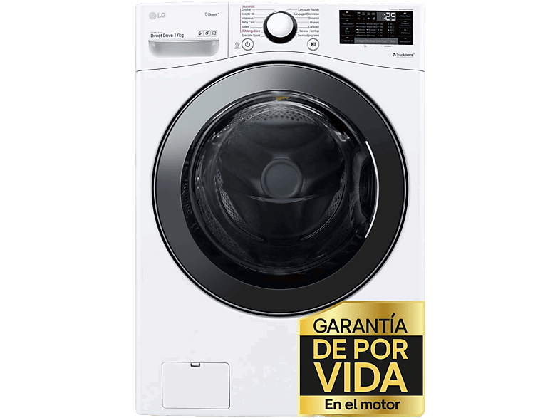 LG F1P1CY2W, 17 kg, 1100 rpm, 14 Programas, Blanco Marfil