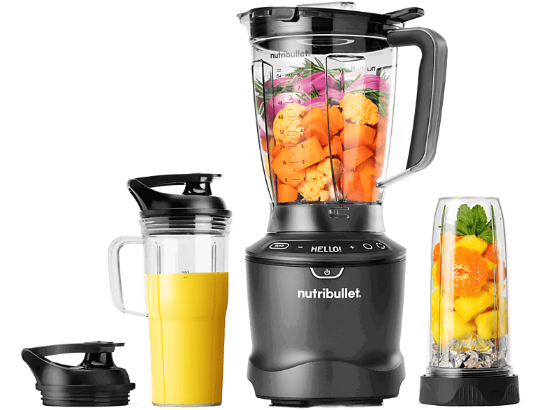 nutribullet SmartSense 1500 Combo, Jarra 1.89 l, Vaso 946 ml, Gris oscuro