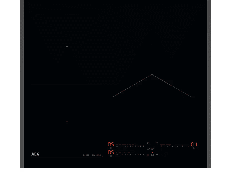 AEG TI63IQ30FB, 3 zonas, Zona grande 28 cm, Función Puente, 59 Negro