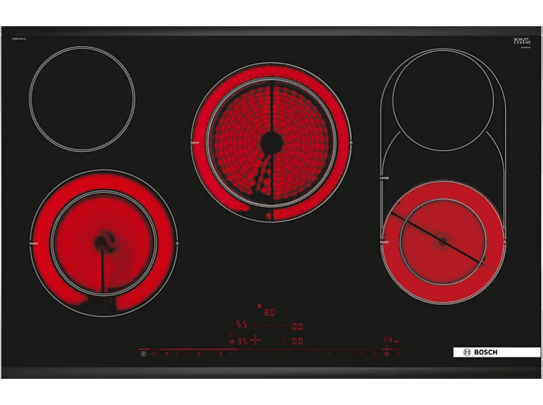Bosch PKM875DP1D, Vitrocerámica, Eléctrica, 5 zonas, 23 cm, Negro