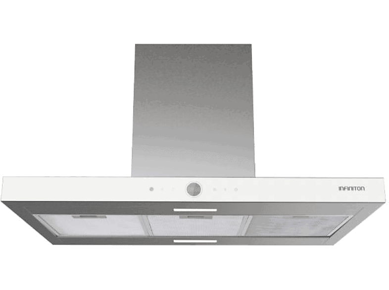 Infiniton CMPT-ISH97WG, De isla, 90cm, 800 m³/h, Panel táctil, 250W, Luces LED, Inox, Cristal Blanco