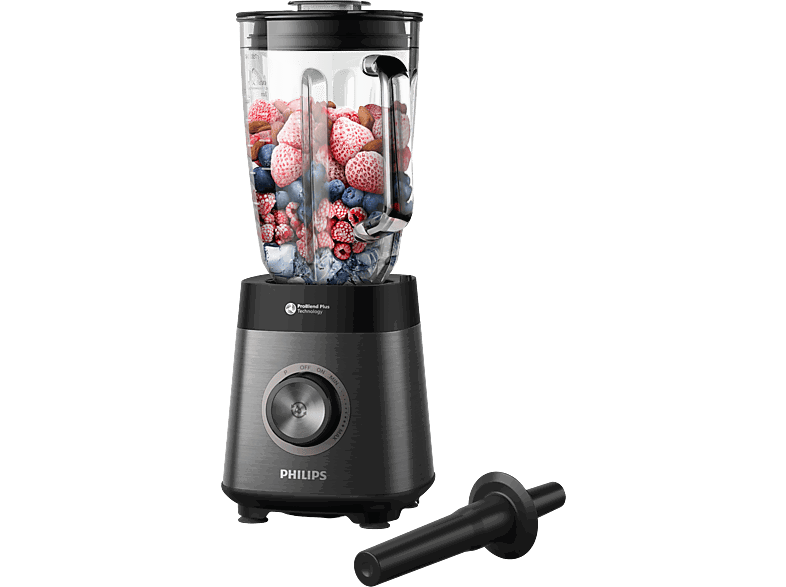 Philips HR3040/00, 1200 W, 2 L, Cuchillas ProBlend Plus, Limpieza automática, Negro, Acero inoxidable