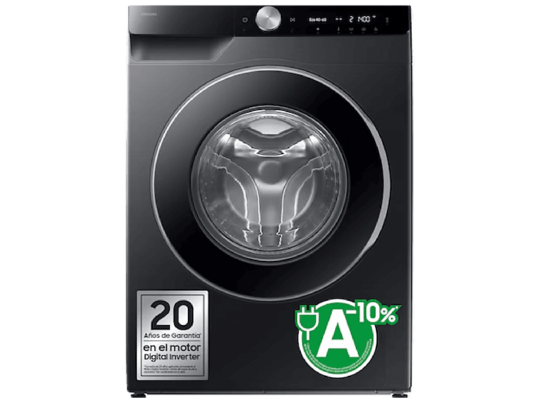 Samsung WW90DG6U85LBU3, 9 kg, 1400 rpm, Autodosificación, AI EcoBubble™, Wash, Negro