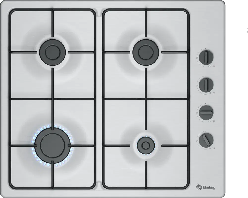 Balay 3ETX464BB, 4 zonas, 26 cn Zona grande, Gas butano, 58 cm, Acero