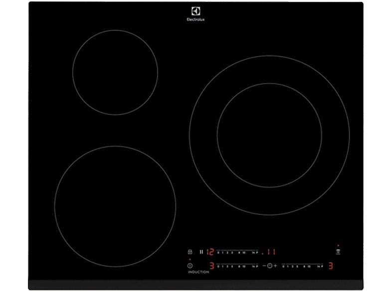 Electrolux LIT60342, 3 zonas, Zona grande 28 cm, Biselada, 60 Negro